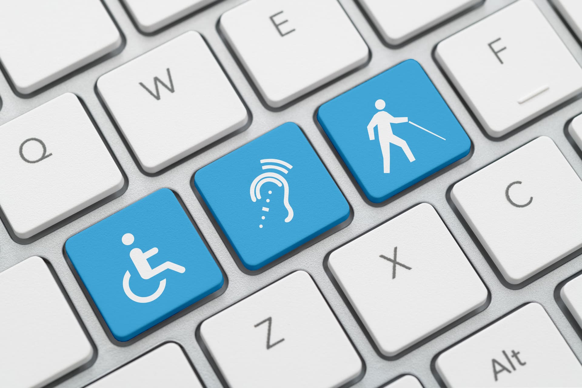 Diverse group of people in an inclusive, modern aesthetics clinic environment, featuring wheelchair accessibility, braille signage, and warm, welcoming lighting to symbolize ethical inclusivity.