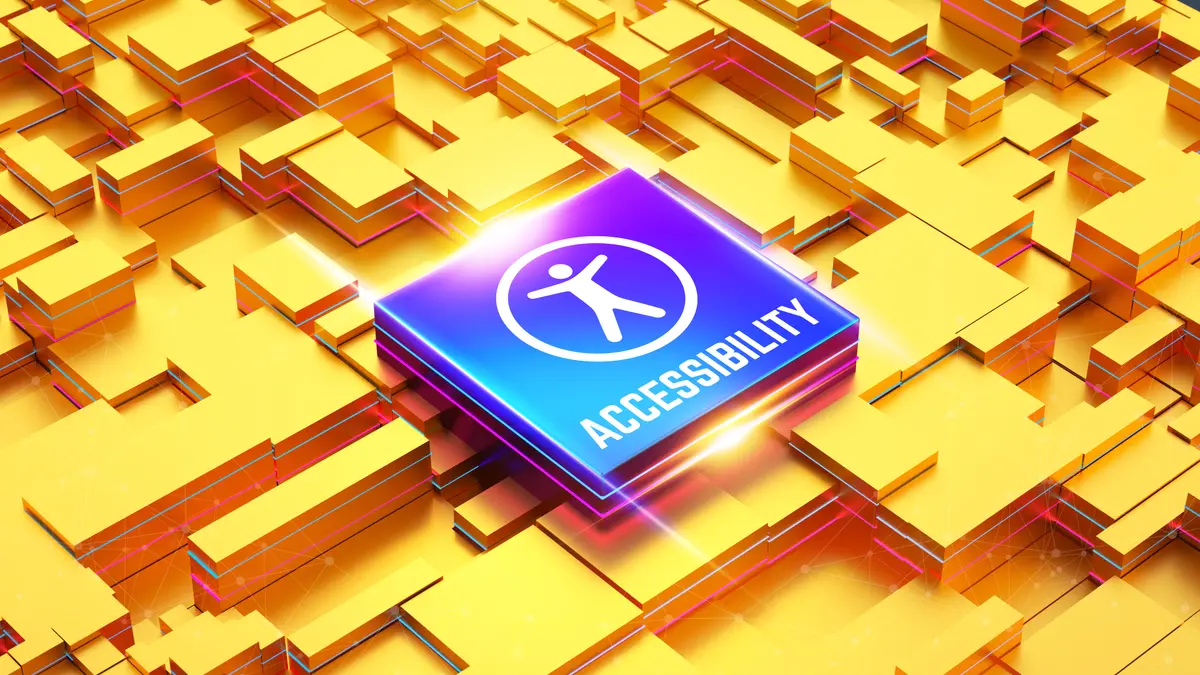 Symbolic gold standard seal representing MC Aesthetics' commitment to ethical, forward-thinking accessibility practices, with elements like inclusive icons and innovative tech motifs.